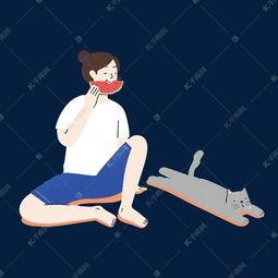 吃瓜 插画头像女,窥见日常生活的甜蜜与酸涩
